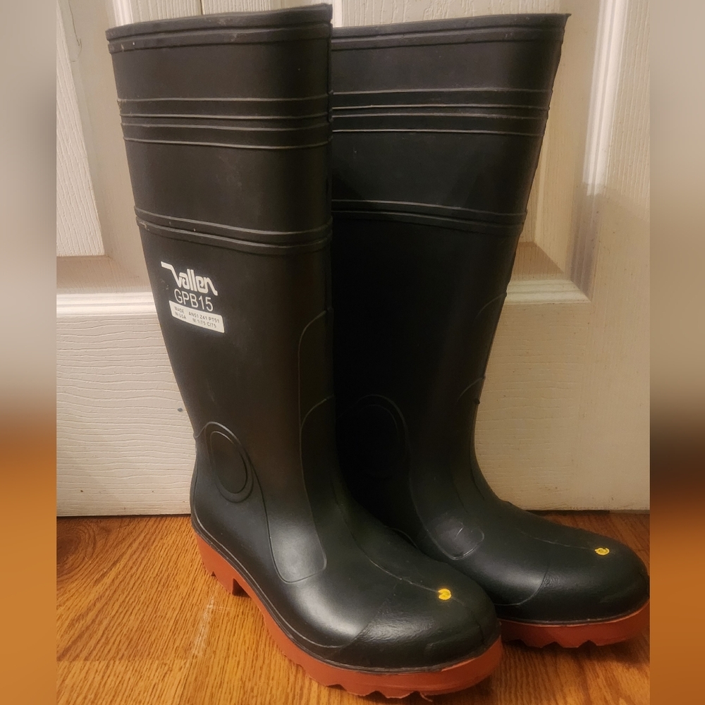 New Steel Toe Boots Rubber Fish Black Utility Waterproof Shoes USA Vallen